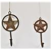 Image 1 : 2 Hand Forged Cast Iron Texas Star Coat Hooks