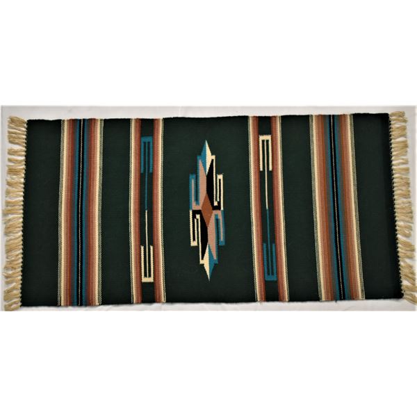 1970s Chimayo Fringed Wool Textile Rug