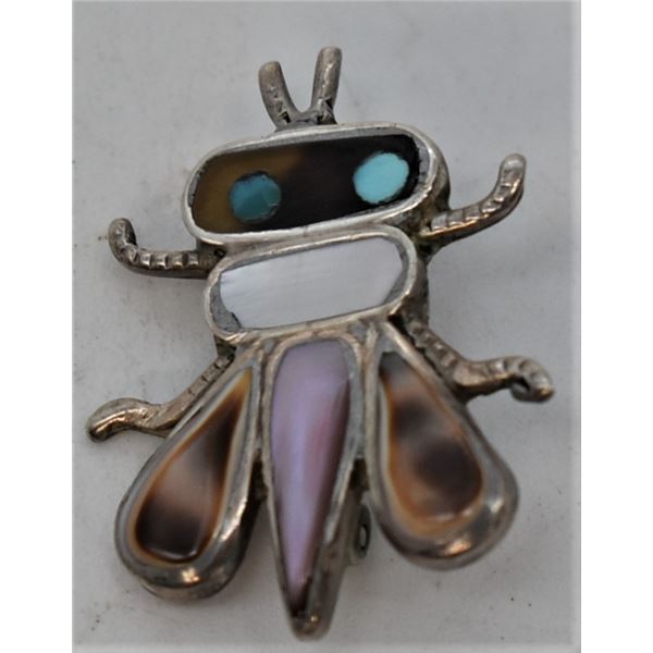 Historic Navajo Sterling Turquoise Bug Pin
