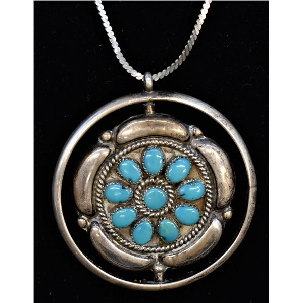 Zuni Sterling Turquoise & Coral Necklace