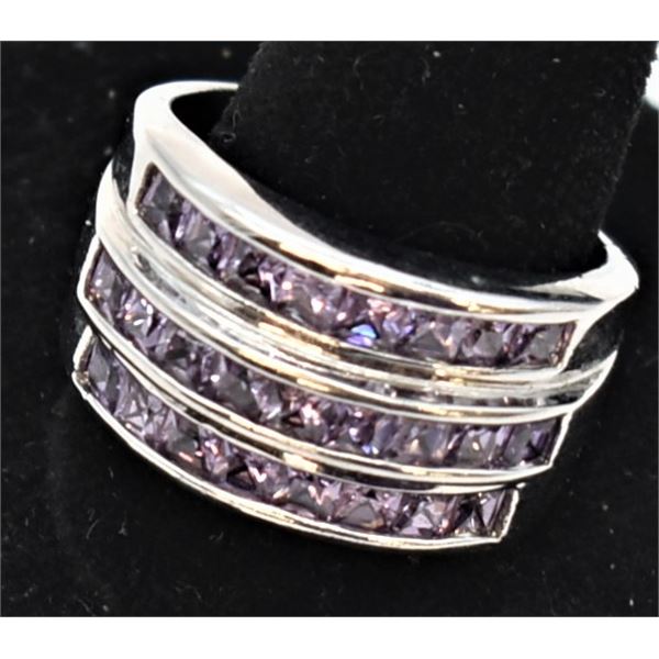 Premier Designs Inc. Silver Tone Amethyst Ring