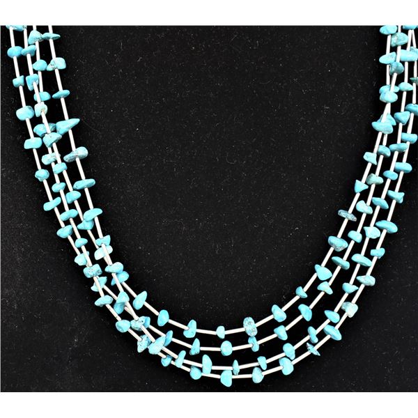 Navajo Liquid Silver Turquoise Nugget Necklace