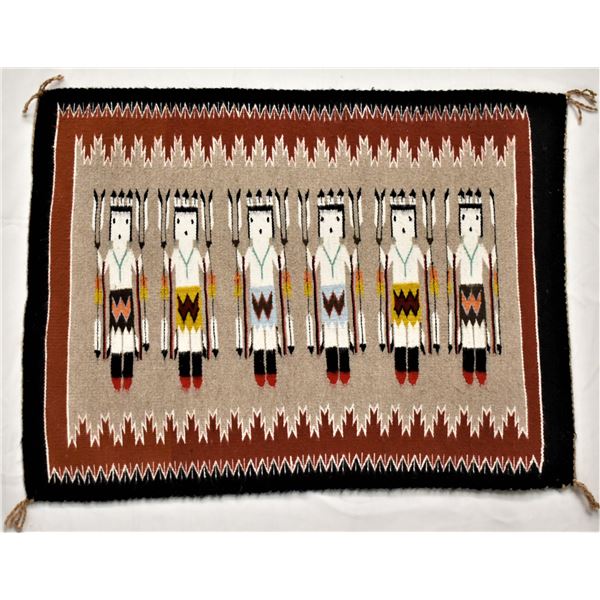 1980s Navajo Yei bi Chei Wool Textile Rug