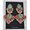 Image 1 : Navajo Sterling Red Shell & Turquoise Earrings