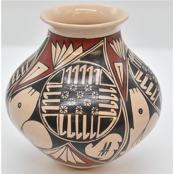 Mata Ortiz Polychrome Geometric Pottery Jar, Rios