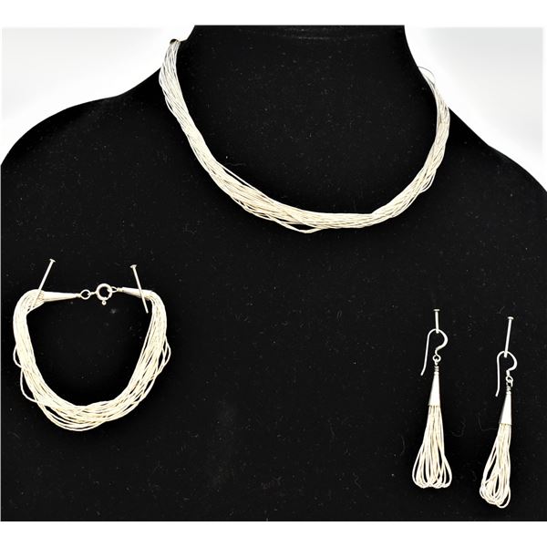 Navajo Sterling Necklace, Bracelet, and Earrings
