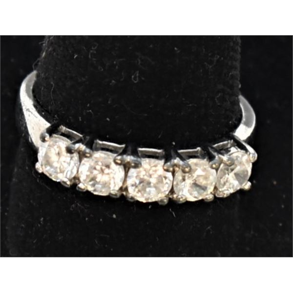 Estate Sterling Silver CZ Ring, Size 6.5