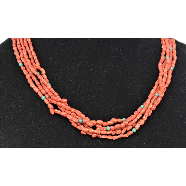 Vintage Navajo Coral & Turquoise Bead Necklace