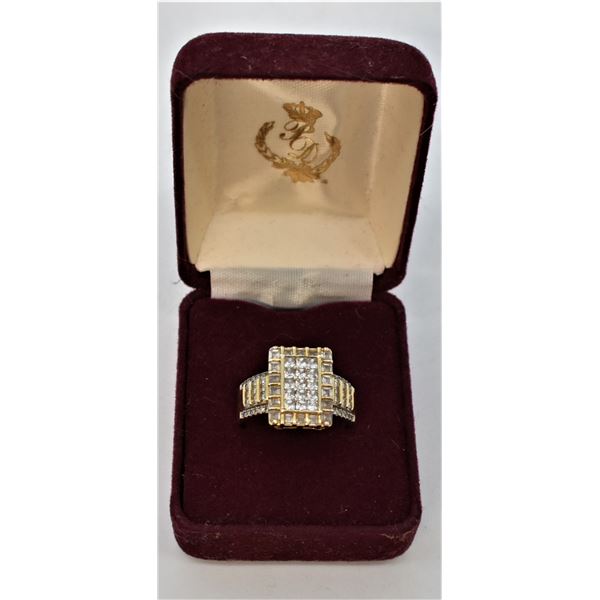 Sterling Ring with Rhinestones, Size 9.25