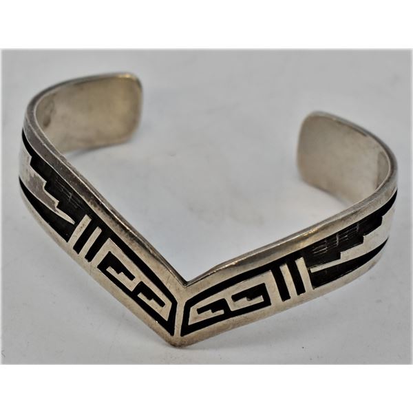 Hopi Sterling Overlay ''V'' Bracelet