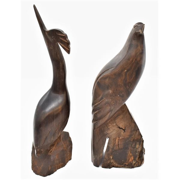 2 Carved Desert Ironwood Birds