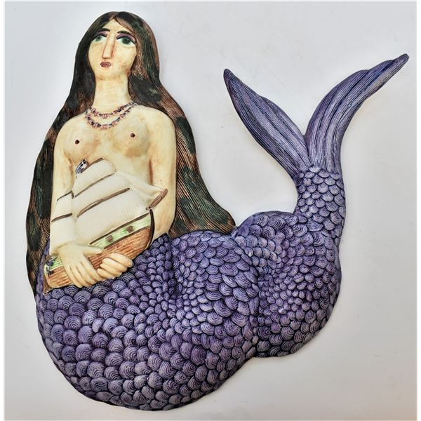 Vintage Ceramic Hand Painted Mermaid Wall Decor