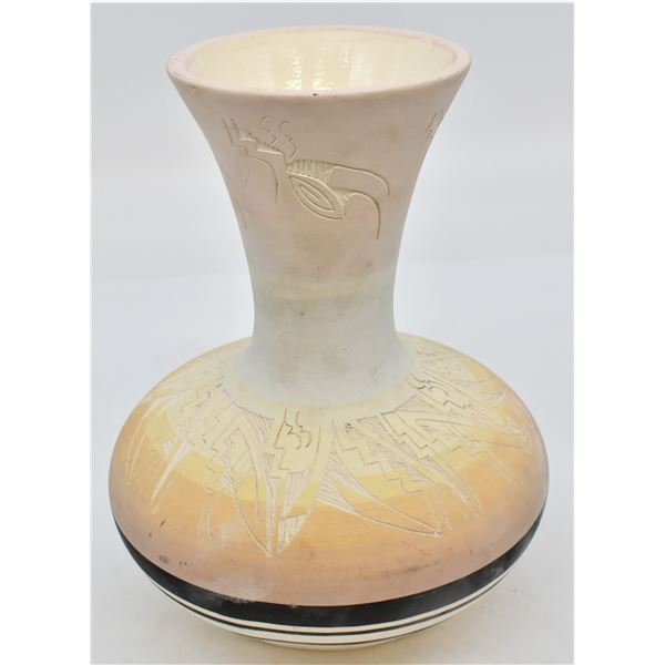 Vintage Navajo Etched Pottery Vase by Tony Yazzie
