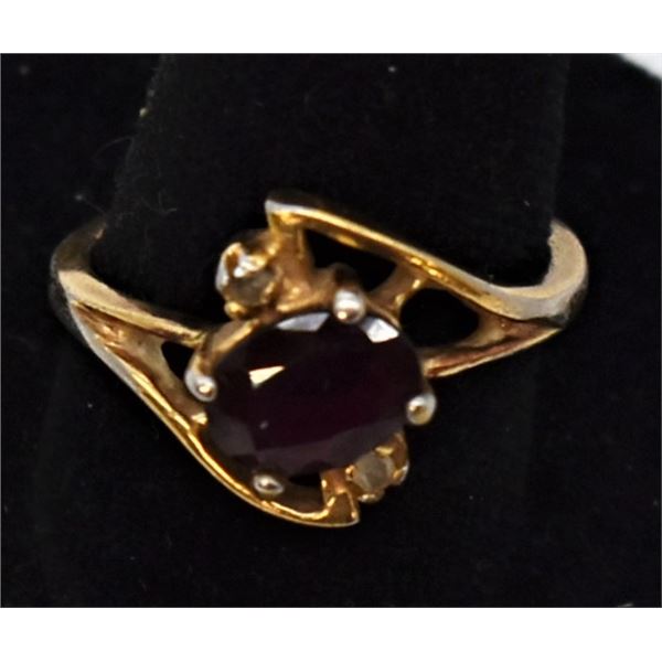24K HGE Ruby and Diamond Ring, Size 7