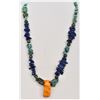 Image 2 : Sterling, Turquoise, Lapis, and Coral Necklace