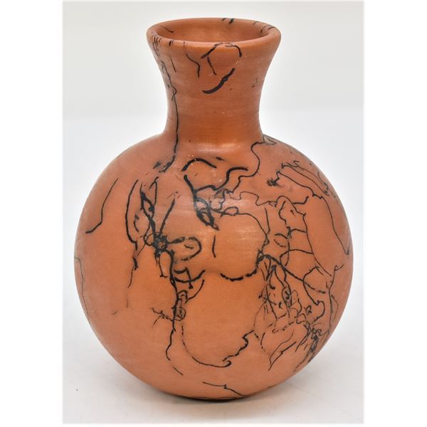 Navajo Redware Horse Hair Pottery Vase
