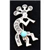 Image 1 : Navajo Sterling Turquoise Kokopelli Pin Pendant
