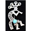 Image 2 : Navajo Sterling Turquoise Kokopelli Pin Pendant