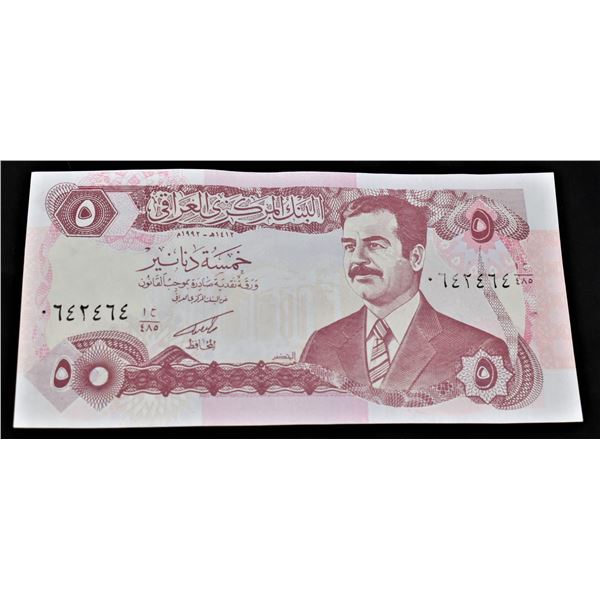 Iraq Saddam Hussein 5 Dinars Banknote