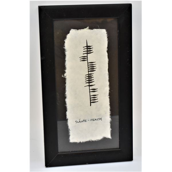 Framed Irish Ogham Wish Hand Painted by E. Kelly