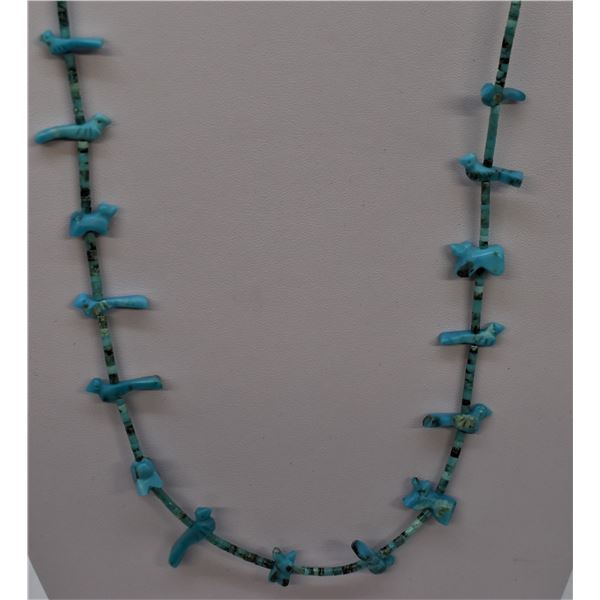 Navajo Sterling Turquoise Fetish Necklace