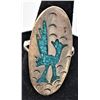Image 1 : Vintage Navajo Sterling Chip Inlay Turquoise Ring