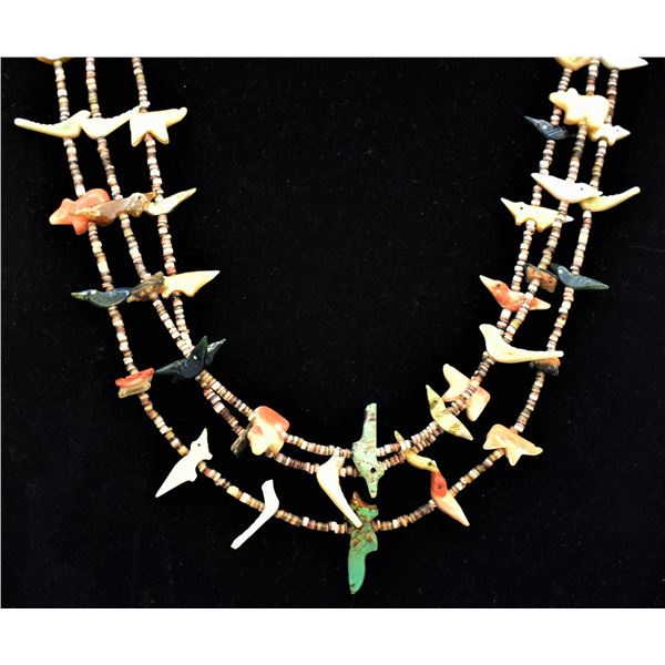 Navajo Sterling 3 Strand Fetish Necklace