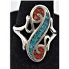 Image 1 : Navajo Sterling Chip Inlay Ring, Size 7.75
