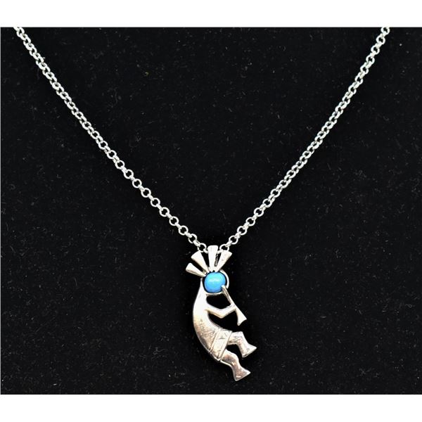 Sterling Turquoise Kokopelli Necklace