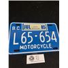 Image 2 : Mint Condition 1985 BC Motorcycle Licnese Plate