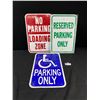 Image 1 : 3 Various Tin Parking Signs Approx. 18" x 12"