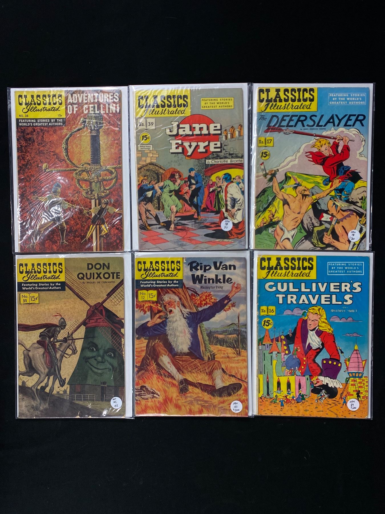 Classic Comics 6 Vintage Classics Illustrated Comic Books, On Board In Bag