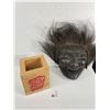 Image 1 : Vintage Wood Carved Face Mask & Wood Box w/ Aboriginal Design