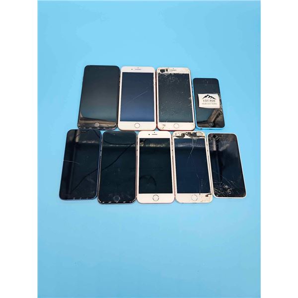 Lot of 9 Assorted Apple iPhones USED AS IS - UNTESTED