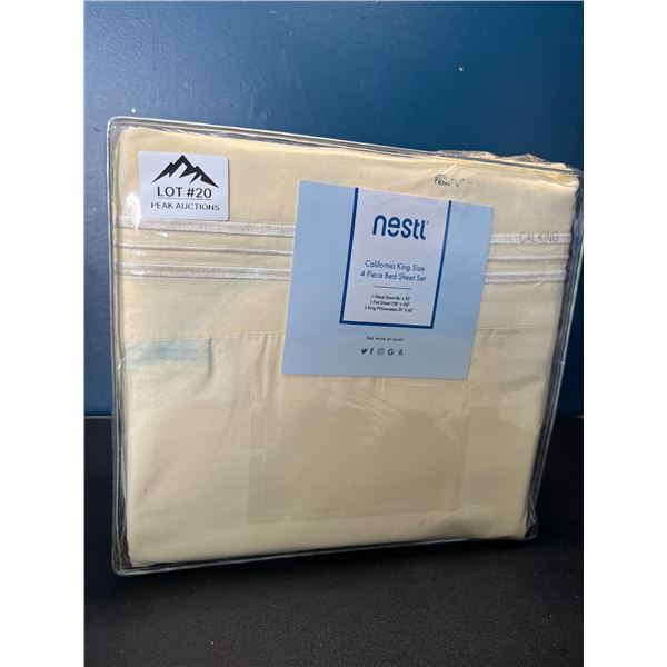 Lot of 1 Nestl 4PC Bed Sheet Set - California King Size - Vanilla/Cream Colour