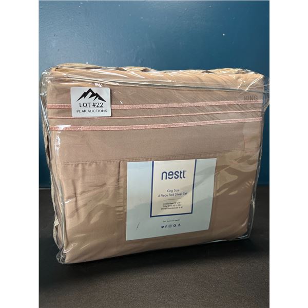 Lot of 1 Nestl 4PC Bed Sheet Set - King Size - Taupe