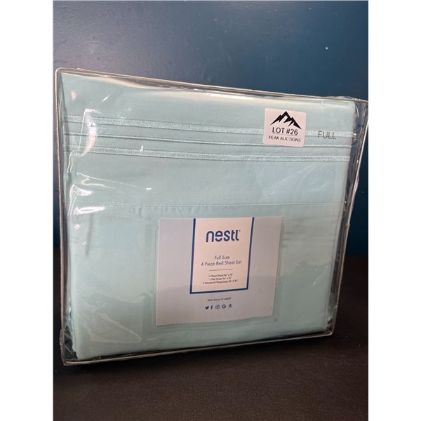 Lot of 1 Nestl 4PC Bed Sheet Set - Full Size - Light Baby Blue