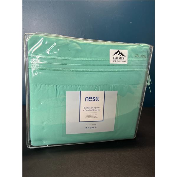 Lot of 1 Nestl 4PC Bed Sheet Set - California King Size - Mint Colour