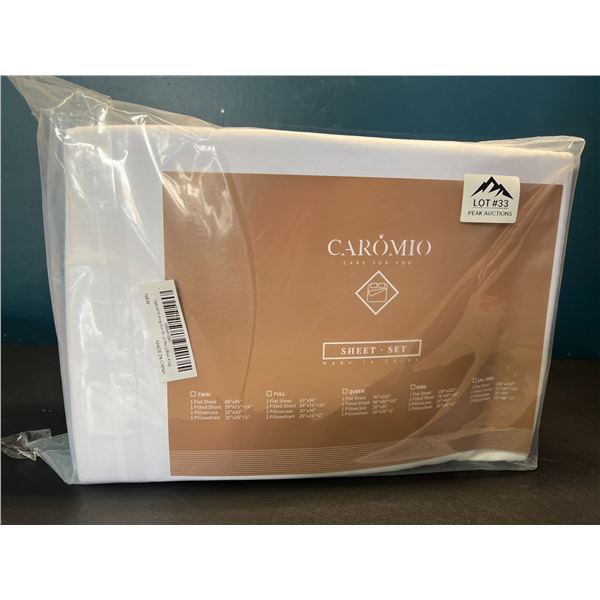 Lot of 1 Caromio Bamboo Sheet Set - King Size - 6PC Set - White