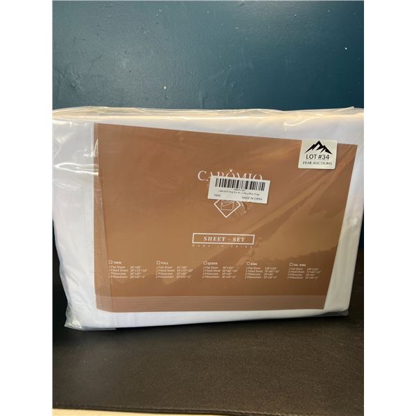 Lot of 1 Caromio Bamboo Sheet Set - King Size - 6PC Set - White