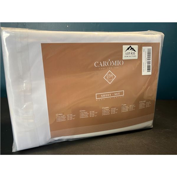 Lot of 1 Caromio Bamboo Sheet Set - King Size - 6PC Set - White