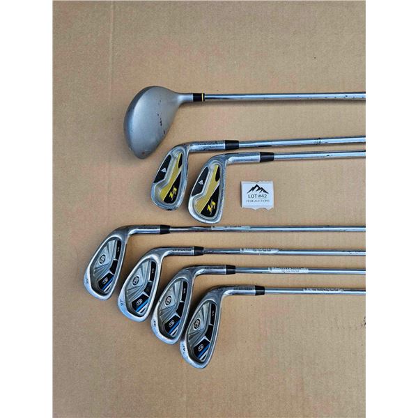 Lot of 7 Golf Clubs - Irons Dunlop/Driver Power Bilt