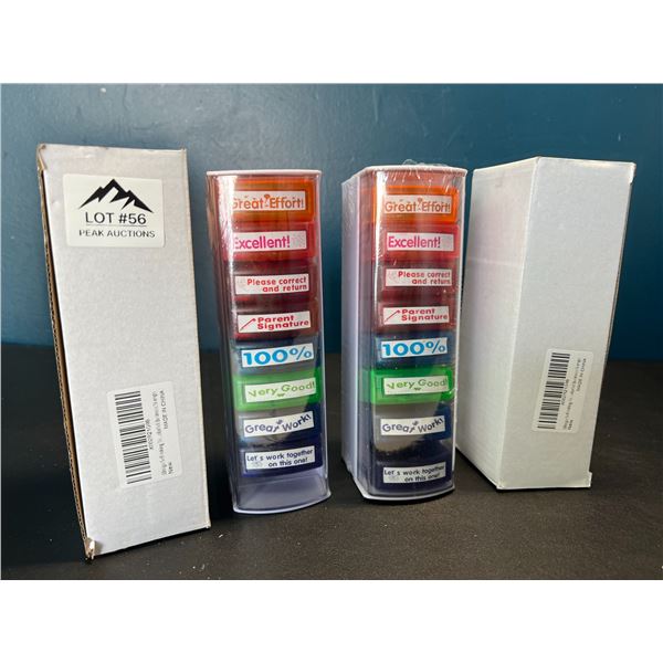 Lot of 2 Sets of Self-Inking Stamps for Teachers