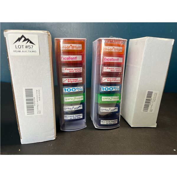 Lot of 2 Sets of Self-Inking Stamps for Teachers