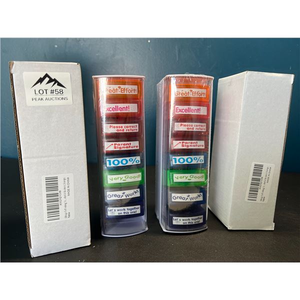 Lot of 2 Sets of Self-Inking Stamps for Teachers