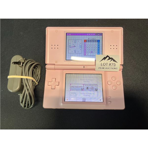 Lot of 1 Nintendo DS Lite Handheld Console - Used - Pink - Works/Powers on! - Includes Charger