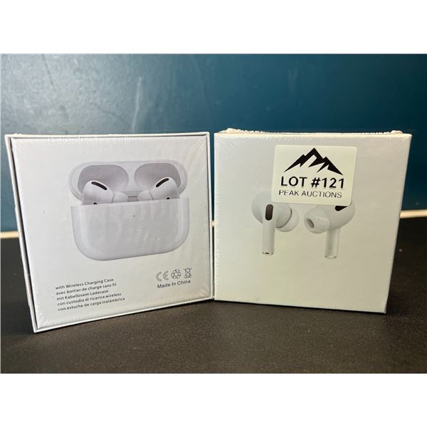 Lot of 2 Pairs of True Wireless Earbuds w/ Wireless Charging Case - White