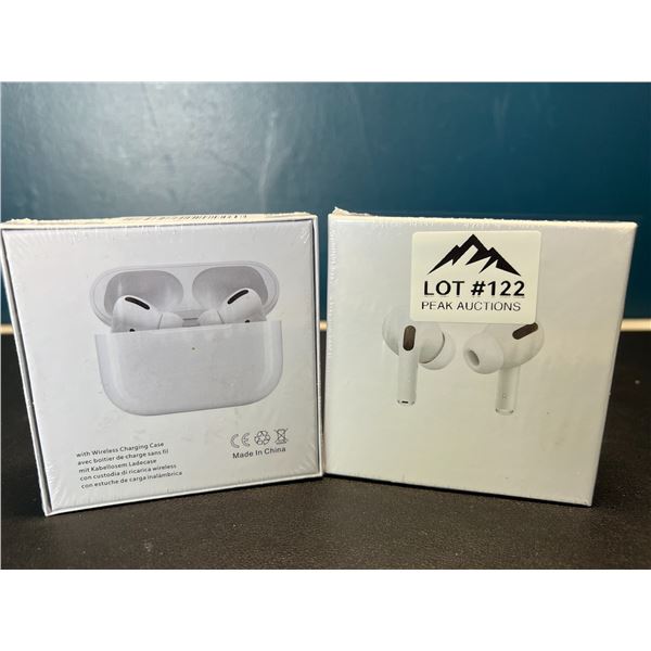 Lot of 2 Pairs of True Wireless Earbuds w/ Wireless Charging Case - White