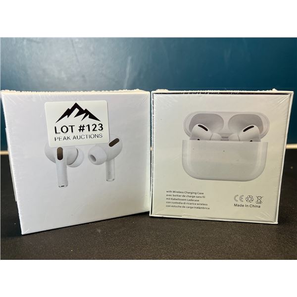 Lot of 2 Pairs of True Wireless Earbuds w/ Wireless Charging Case - White