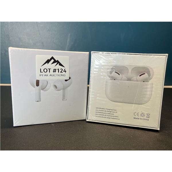 Lot of 2 Pairs of True Wireless Earbuds w/ Wireless Charging Case - White